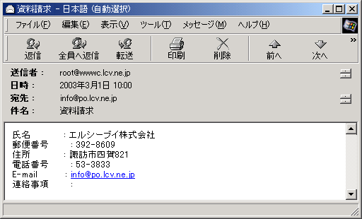 メール内容